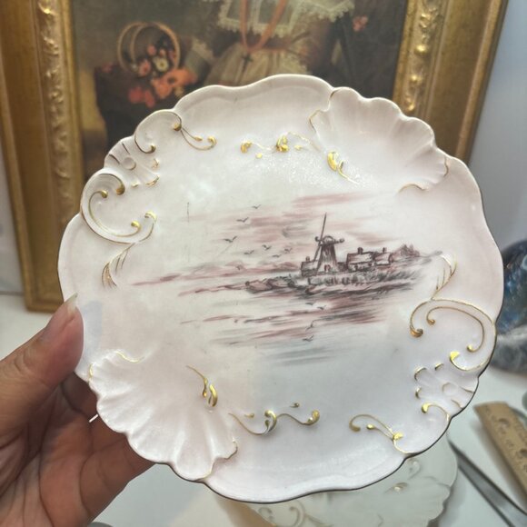 6 Hand Painted Plates Wetland Scenes Vtg J.P. Limoges France 6”W - Picture 8 of 16